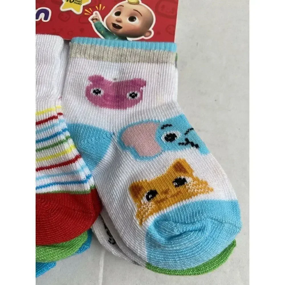 Cocomelon Toddlers Socks 10‎ Pk Fits Size 4-7 Unisex Moonbug JJ TomTom YoYo New